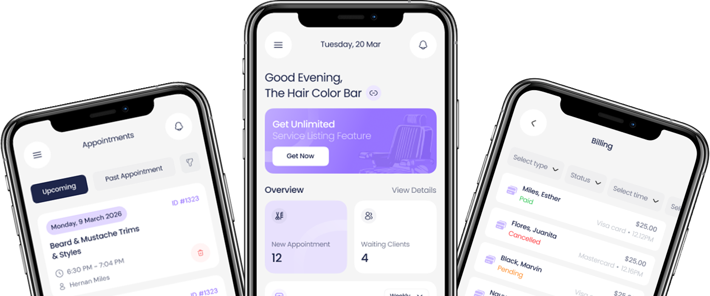 Become a Barber app on a phone